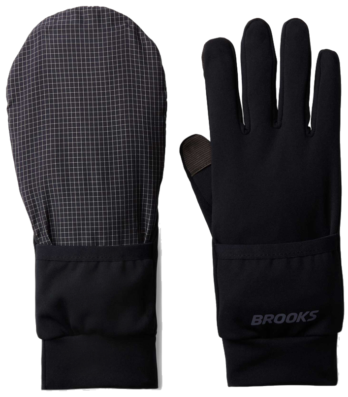 Brooks Momentum Thermal Hybrid Glove black running glove with flip-over mitten