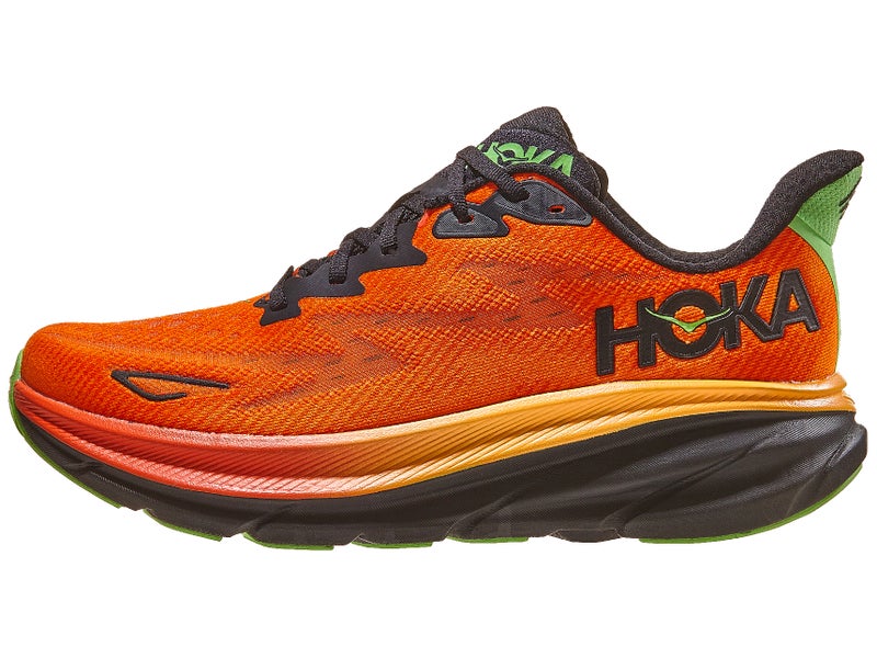HOKA Clifton 9 road running shoe orange