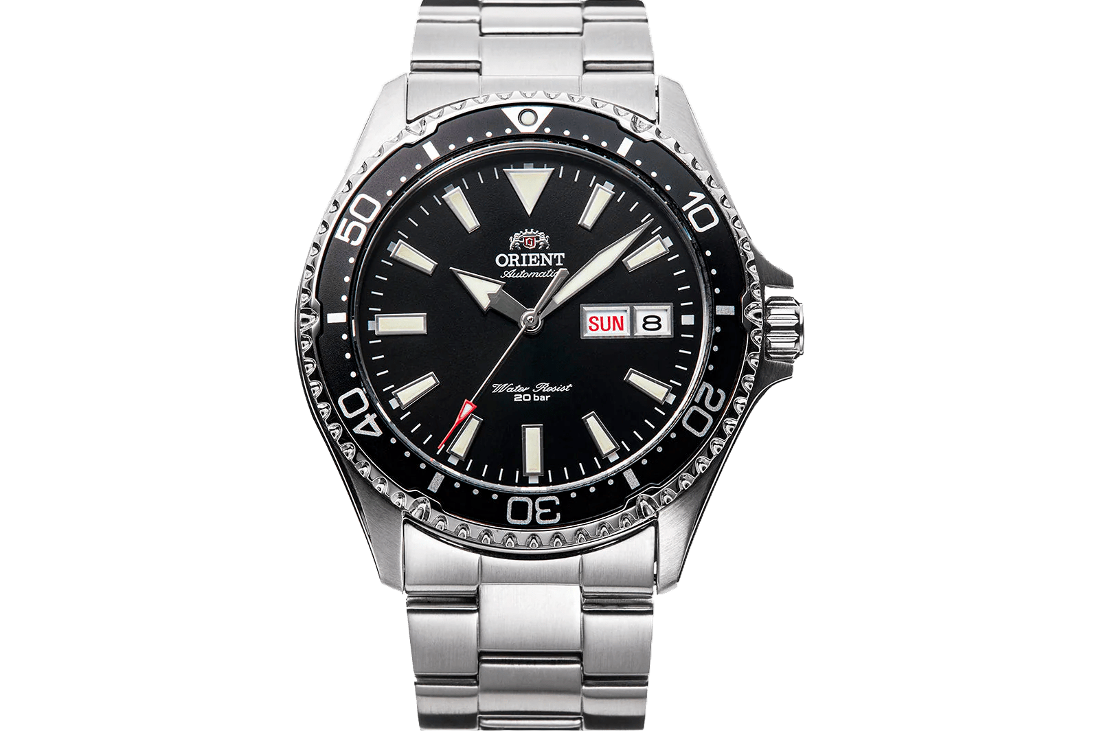 Orient Kamasu dive watch on rubber strap