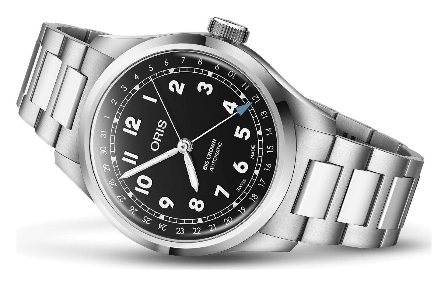 Oris Big Crown Pointer Date 40mm black dial on steel bracelet