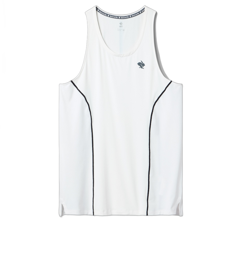 rabbit men’s Tempo Tank white running singlet