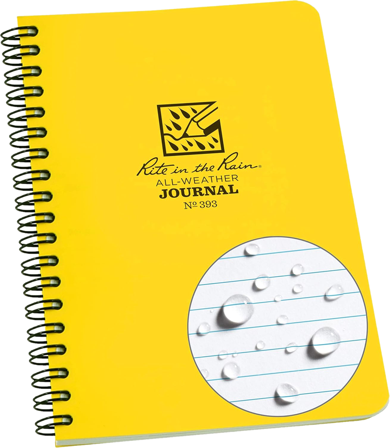 Rite in the Rain No. 393 weatherproof side spiral journal yellow cover