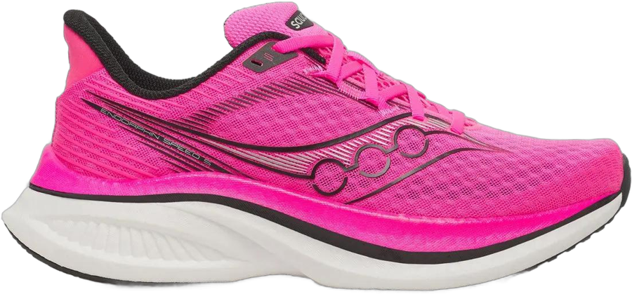 Saucony Endorphin Speed 5 men’s road running shoe Shock/Black pink lateral view