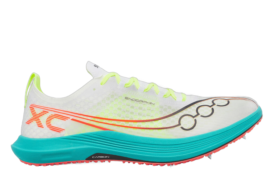 Saucony Endorphin XC cross country spike White/Mutant lateral view