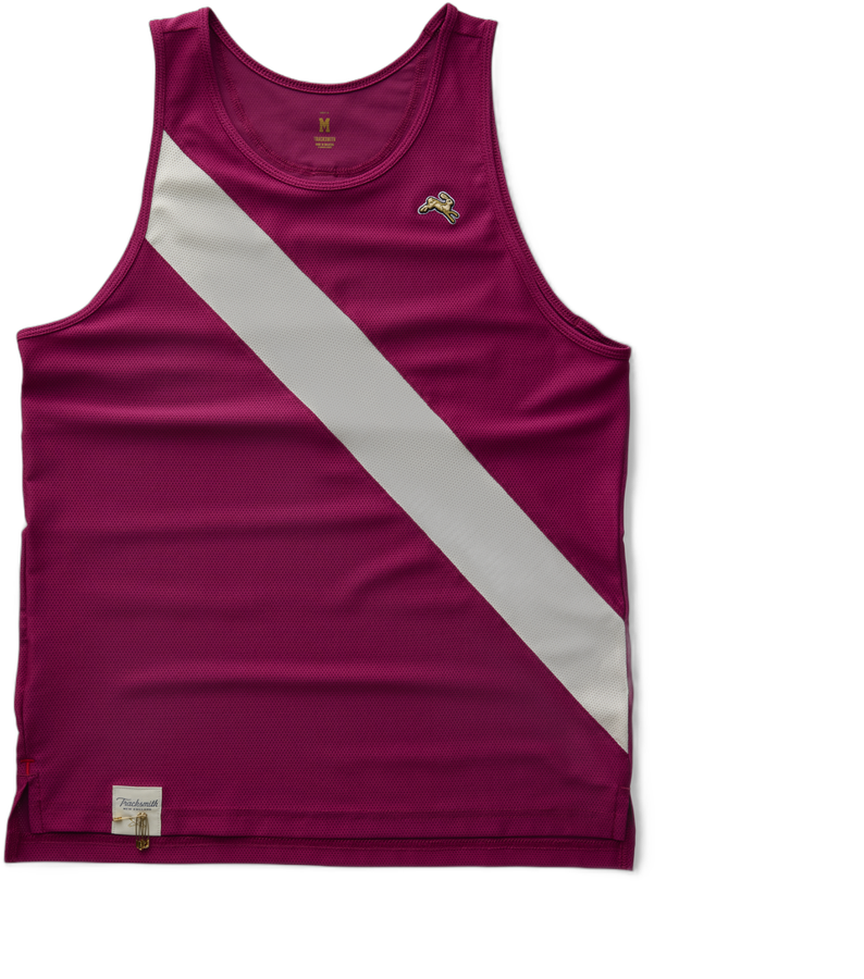 Tracksmith Van Cortlandt Singlet men’s racing singlet Raspberry/Ivory with sash