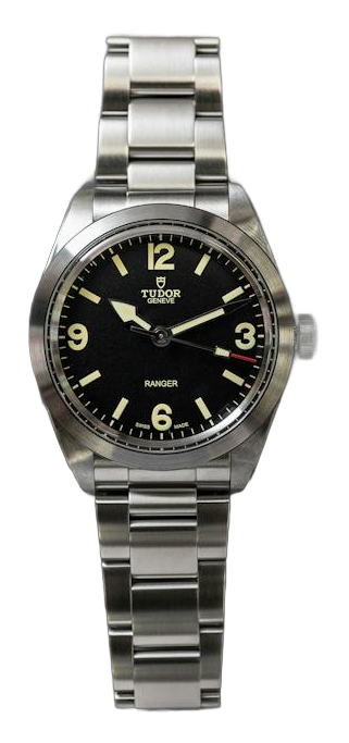 Tudor Ranger 39mm black dial field watch on steel bracelet