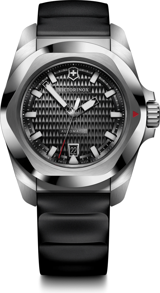 Victorinox I.N.O.X. Automatic 242039 black guilloché dial on black rubber strap